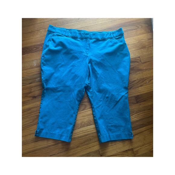 Lane Bryant 26 Teal Blue Cropped Pants - Picture 1 of 6